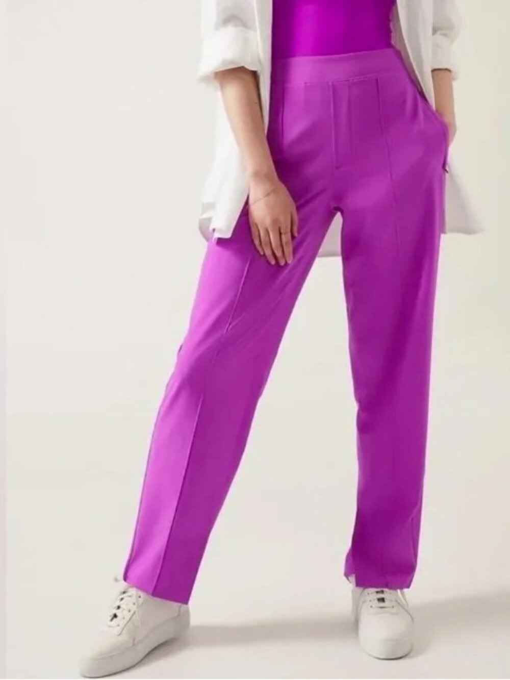 Athleta Vienna Slim Pant Jazzy Purple Magenta Tapered Ankle Trousers 4 NWT